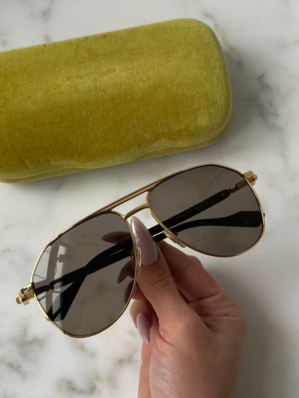 NEW Gucci GG1220S Gold Aviator Sunglasses $565